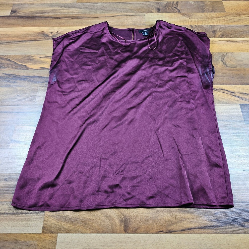 Halogen Cap Sleeve Satin Blouse Burgundy Small Luxe Workwear Top